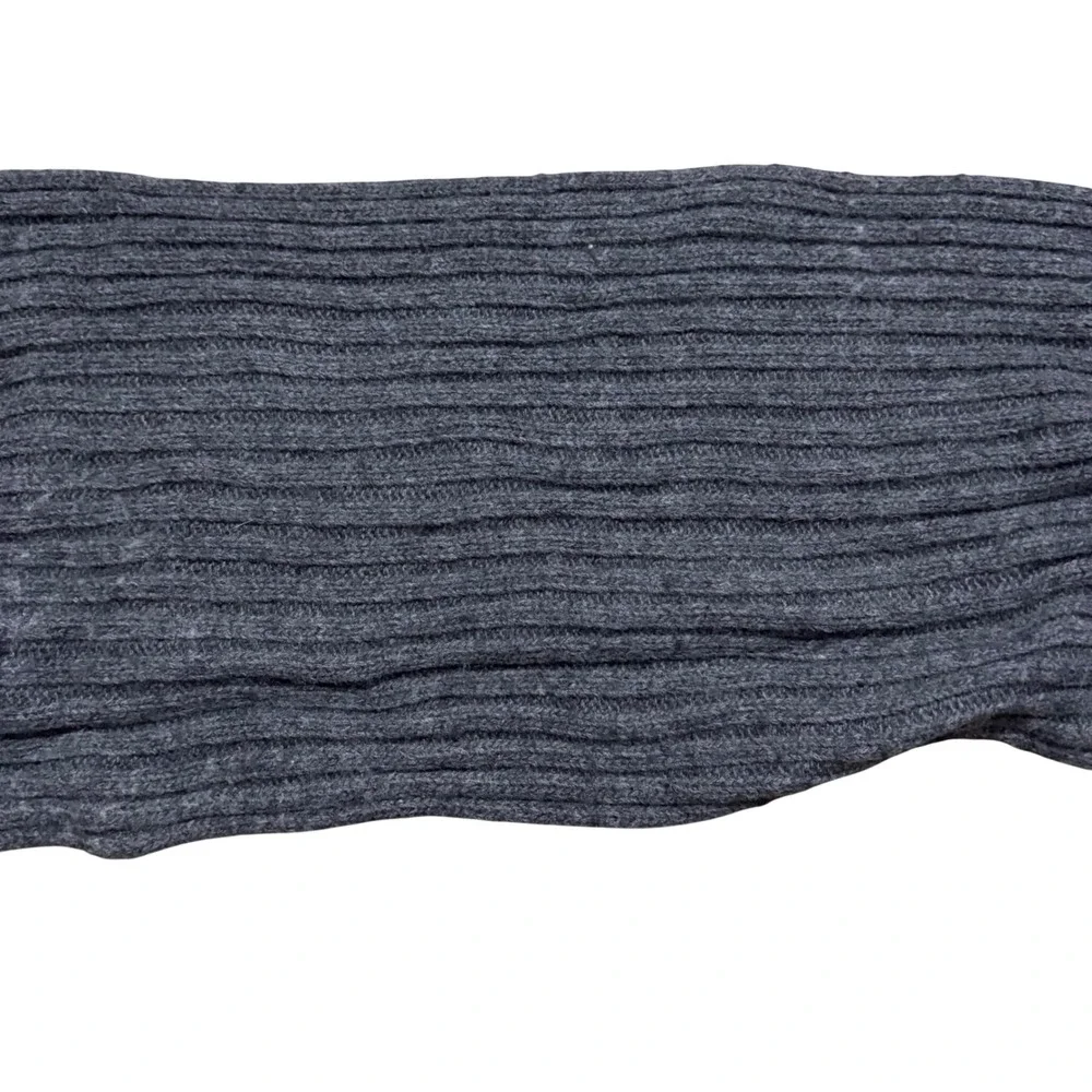 Polo Ralph Lauren Scarf Dark Gray Ribbed Wool Blend Knit Pony Logo One Size